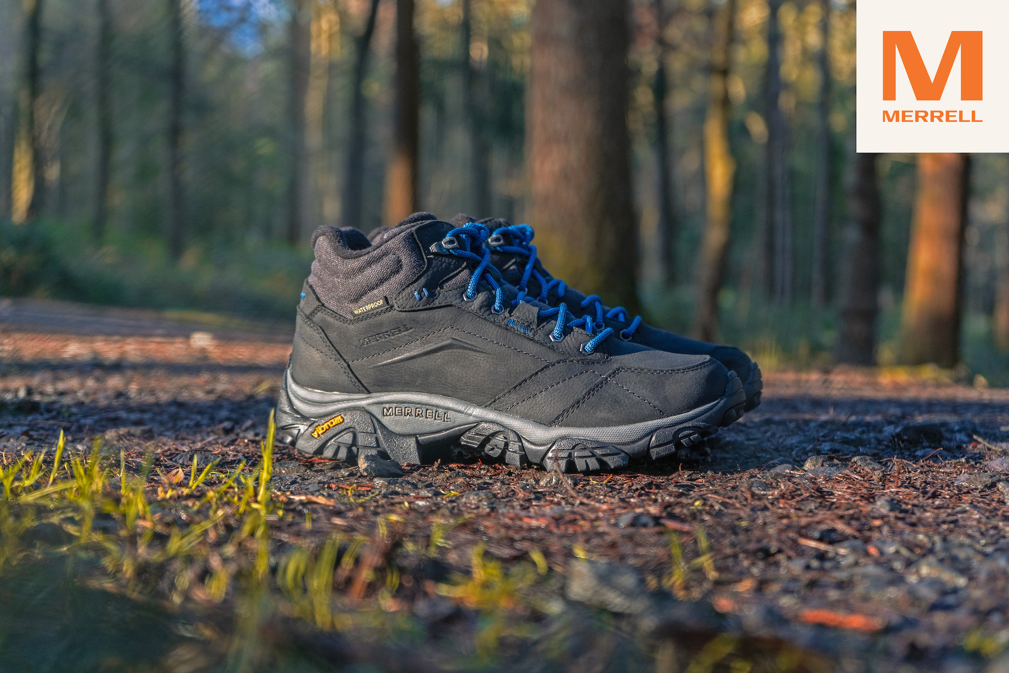 Mens Merrell Waterproof Walking Boots With A Vibram Sole - Moab Adventure Mid Plr WP J002165