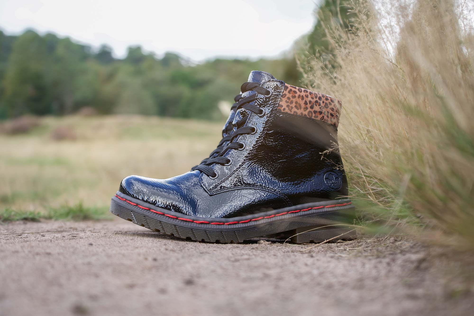 Ladies Rieker Leopard Print Cuff Detailed Ankle Boots - 76212 Ladies Rieker Leopard Print Cuff Detailed Ankle Boots - 76212